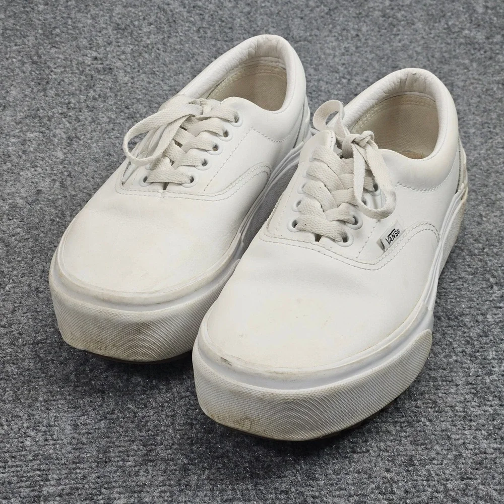 Vans Era Platform Sneakers Womens‎ 9 White Solid Lace Up Skate Casual